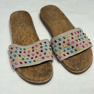The Sak Mendocino Macramé Beaded Boho Slide Sandals Women’s Size 7
